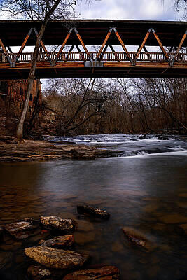 Winter Wall Art featuring the photograph Roswell Mill Covered Bridge - Roswell, GA by Anthony Hightower