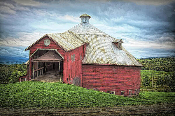 Summer Wall Art featuring the photograph Round Barn - Mansonville, Quebec by Tatiana Travelways
