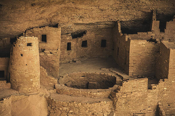 Wall Art featuring the photograph Round Tower And Kiva, Mesa Verde, Colorado by Abbie Warnock