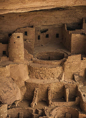Wall Art featuring the photograph Round Tower And Kiva, Mesa Verde, Colorado - Vertical by Abbie Warnock