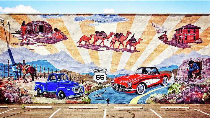 Wall Art featuring the photograph Route 66 Mural, Kingman Arizona by Tatiana Travelways