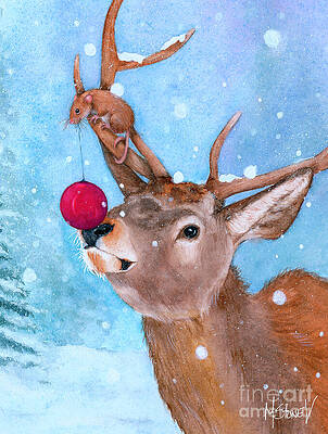 Wall Art featuring the painting Rudolph's Helper by Marie Stone-van Vuuren