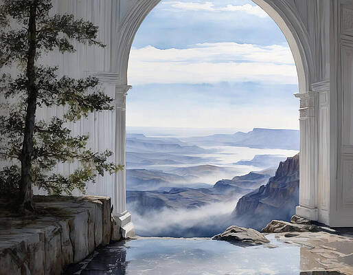 Reflection Digital Art - Ruin With A View by Eris And AI