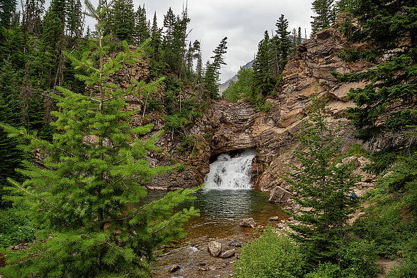 Serene Forest Waterfall Scene Wall Art