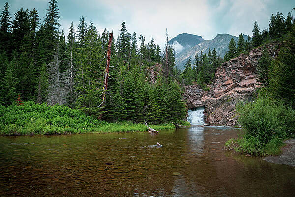 Serene Mountain Waterfall Wall Art