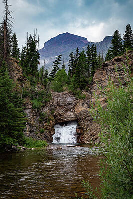 Mountain Waterfall Amid Lush Pines Wall Art