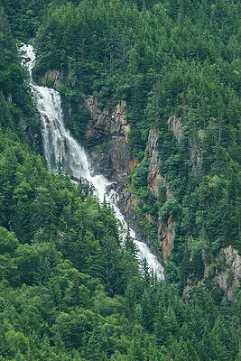 Wilderness Wall Art featuring the photograph Rushing Waterfall On A Wilderness Island In Alaska's Inside Pass by Nancy Gleason