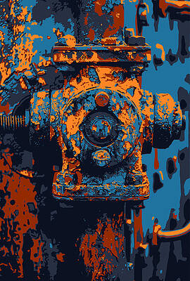 Wall Art featuring the digital art Rust Pipes Valve by Printed View