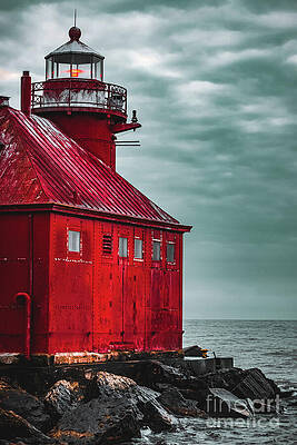 Wall Art featuring the photograph Rusted Red Lighthouse by Duluth To Door County Photography