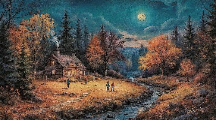 Mountain Wall Art featuring the painting Rustic Autumn Evening by Jeffrey Kolker