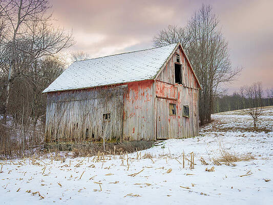 Rustic Photograph - Rustic Barn In Snowy Landscape by Dave King