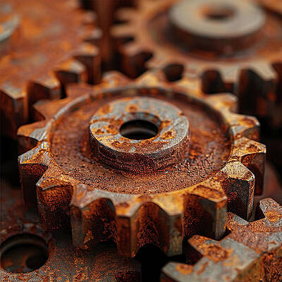 Wall Art featuring the photograph Rusty Metal Gears by Printed View