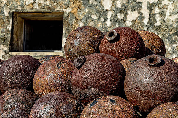 Ancient Rusty Cannonballs Stack Wall Art