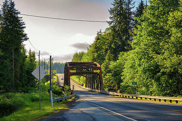 Wall Art featuring the photograph Rusty Steel Bridge Near Forks, Washington by Miroslav Liska