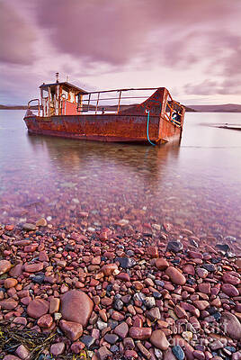 Dramatic Photograph - Rusty Wrecked Boat At Loch Ewe, Wester Ross, Scotland by Neale And Judith Clark