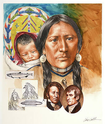 Americana Wall Art featuring the painting Sacajawea by Chris Calle