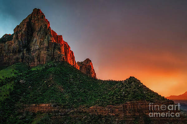 Sunset Over Dramatic Mountain Peak Wall Art