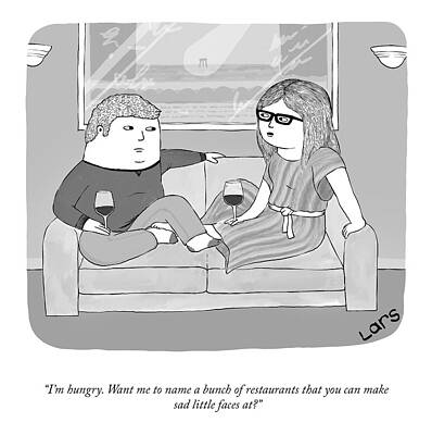 Name Wall Art featuring the drawing Sad Little Faces by Lars Kenseth