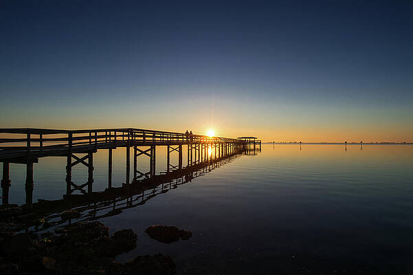 Reflection Wall Art featuring the photograph Safety Harbor Pier Sunrise 2 by Joe Leone