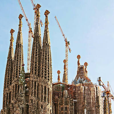 Wall Art featuring the photograph Sagrada Familia Basilica Spires, Gaudi, Barcelona by Tatiana Travelways