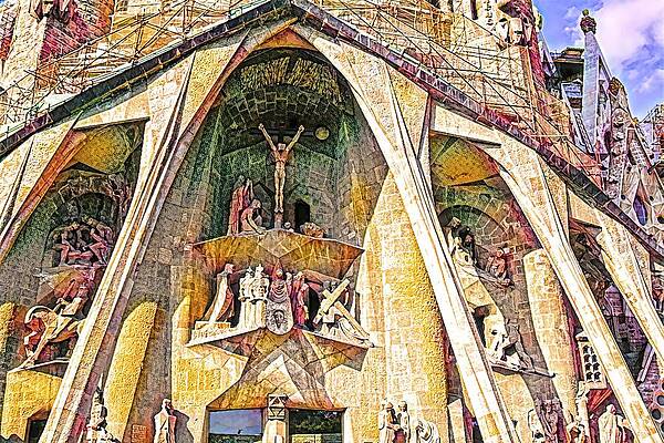 Wall Art featuring the mixed media Sagrada Familia Detail by Tatiana Travelways