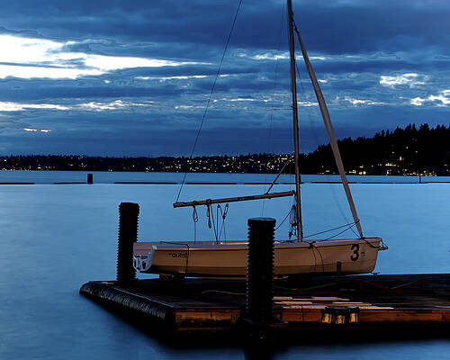 Sailboat at Blue Hour on Lake Washington by Carl Prothman