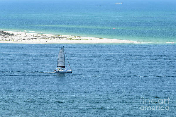 Boat Wall Art featuring the photograph Sailboat At The Tip Of The Island by Beachtown Views