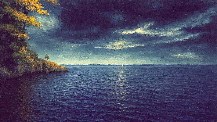 Sailboat on a Stormy Sea Wall Art