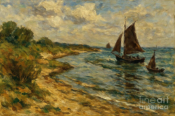 Sailboats on a Breezy Shore Wall Art