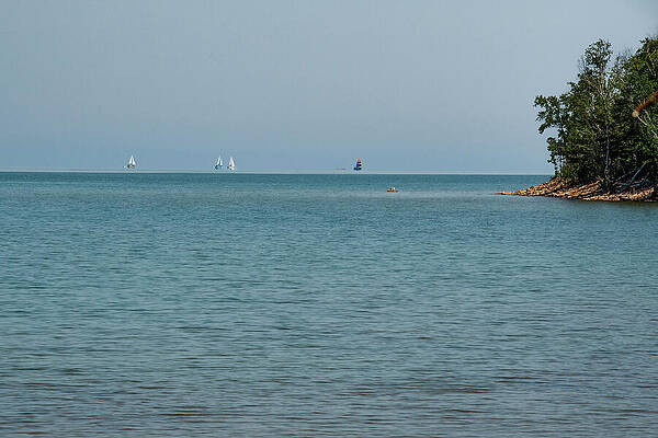 Michigan Photograph - Sailing An Optical Illusion by Vi Ray