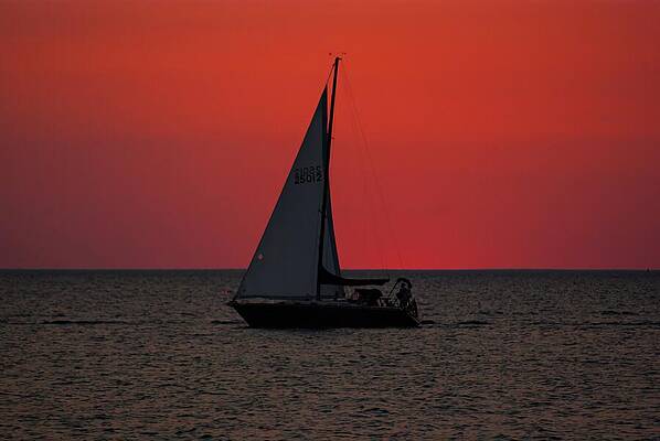 Wisconsin Photograph - Sailing At Sunset On Sister Bay by Deb Beausoleil