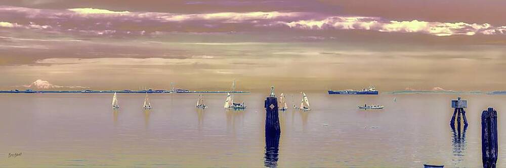 Wall Art featuring the digital art Sailing Regatta - Port Angeles by Bruce Block