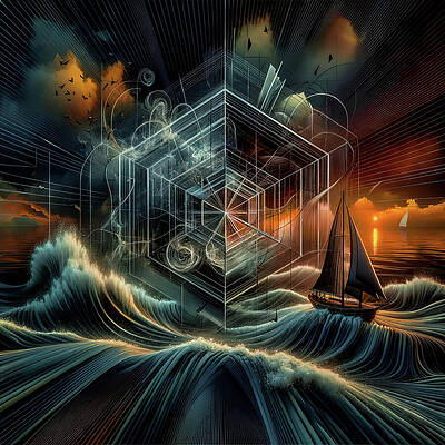 Wall Art featuring the digital art Sailing Through Dimensions by Deb Beausoleil