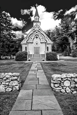 Wall Art featuring the photograph Saint Bridget Catholic Church BW by Susan Candelario