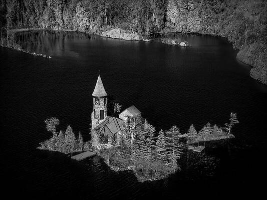 Wall Art featuring the photograph Saint Hubert Chapel BW by Susan Candelario