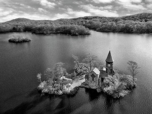 Wall Art featuring the photograph Saint Hubert's Chapel NJ BW by Susan Candelario
