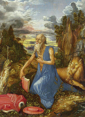 Modern Wall Art featuring the painting Saint Jerome In The Wilderness By Albrecht Durer by The Luxury Art Collection