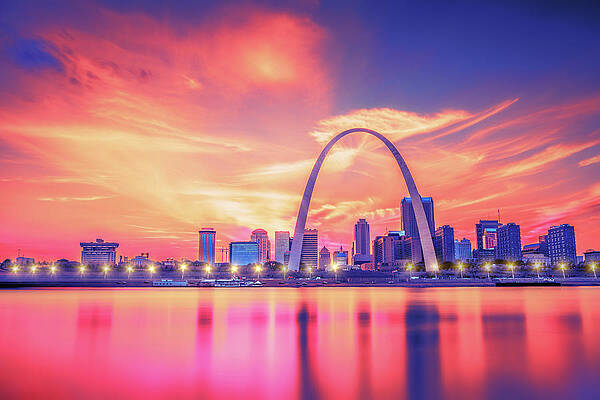 Landscape Wall Art featuring the photograph Saint Louis In Pinks by Bill and Linda Tiepelman