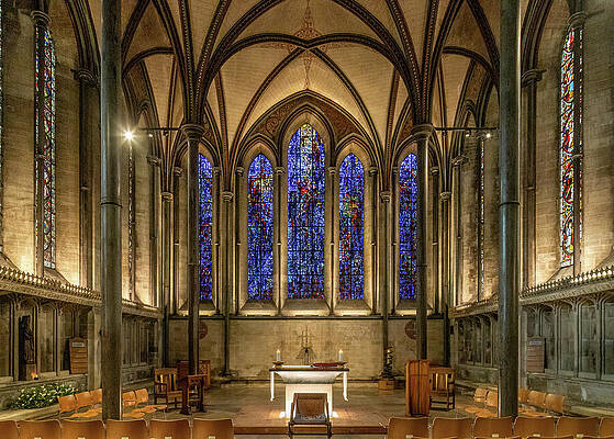 Gothic Cathedral Interior with Stained Glass Wall Art