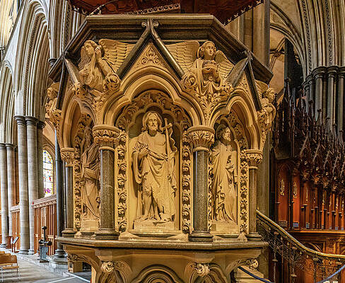 Intricate Cathedral Pulpit Wall Art