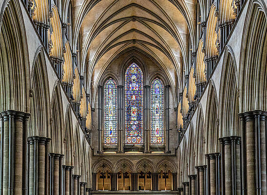 Cathedral Interior with Stained Glass Wall Art