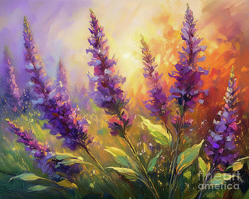 Abstract Wall Art featuring the ai art Salvia Sway by Macro Abundance