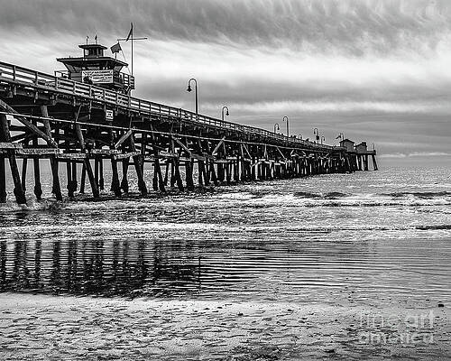 Cloud Photograph - San Clemente Pier In Black And White by Abigail Diane Photography