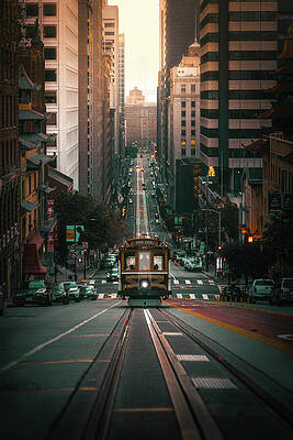 Architecture Wall Art featuring the photograph San Francisco Cable Car Street Scene by Printed View