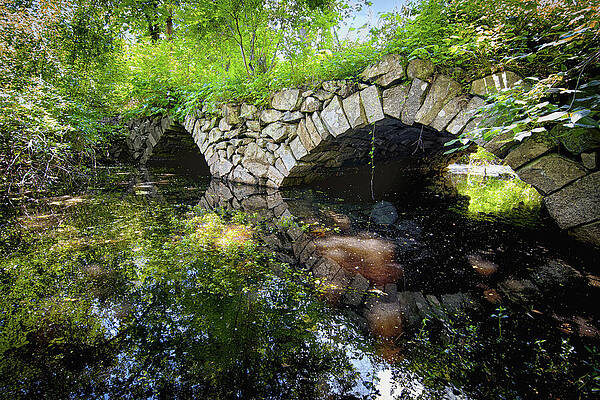 Stone Bridge Over Tranquil Pond Photograph