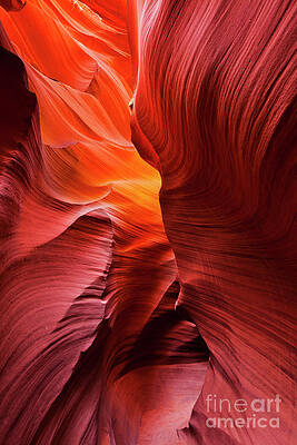 Dramatic Photograph - Sandstone Rock Formations In Antelope Canyon by Neale And Judith Clark