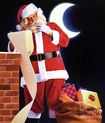 Santa Checking His List Print