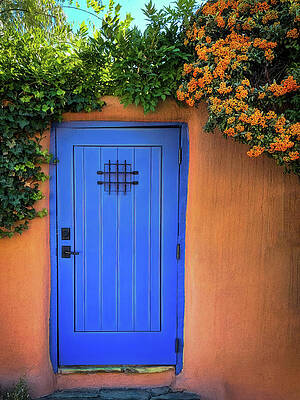Wall Art featuring the photograph Santa Fe Blue Door by Rebecca Herranen