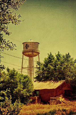 Wall Art featuring the photograph Santa Fe Water Tower Ash Fork Arizona by Tatiana Travelways
