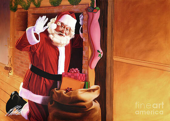 Santa On Christmas Eve Print